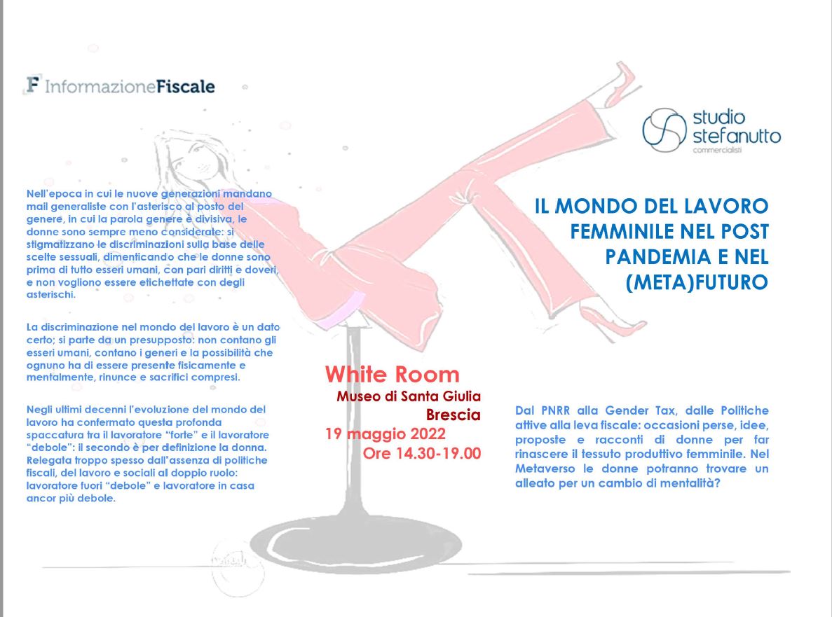 Evento “Il mondo del lavoro femminile nel post pandemia e nel (meta) futuro” 